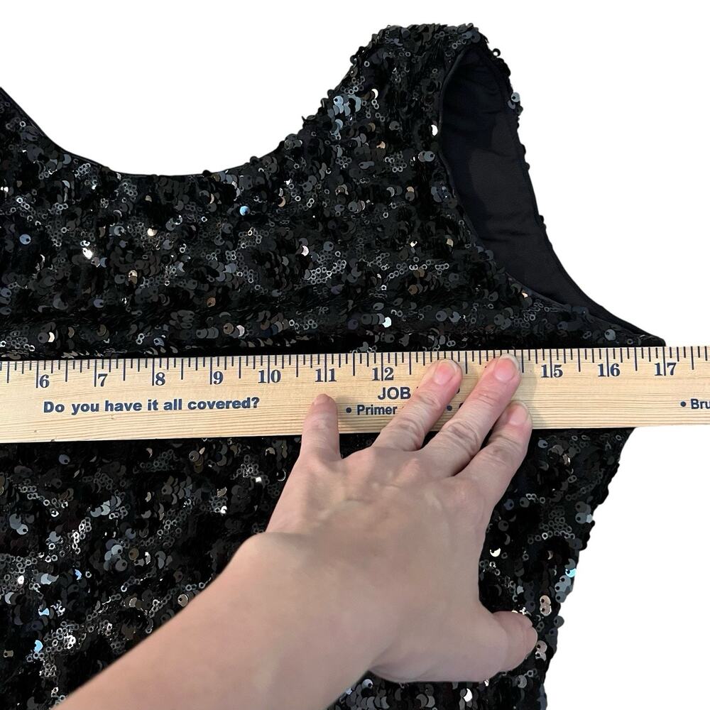 Dress The Population Sequin Mini Dress Small Sheath Bodycon Black Cocktail Party - Picture 7 of 8